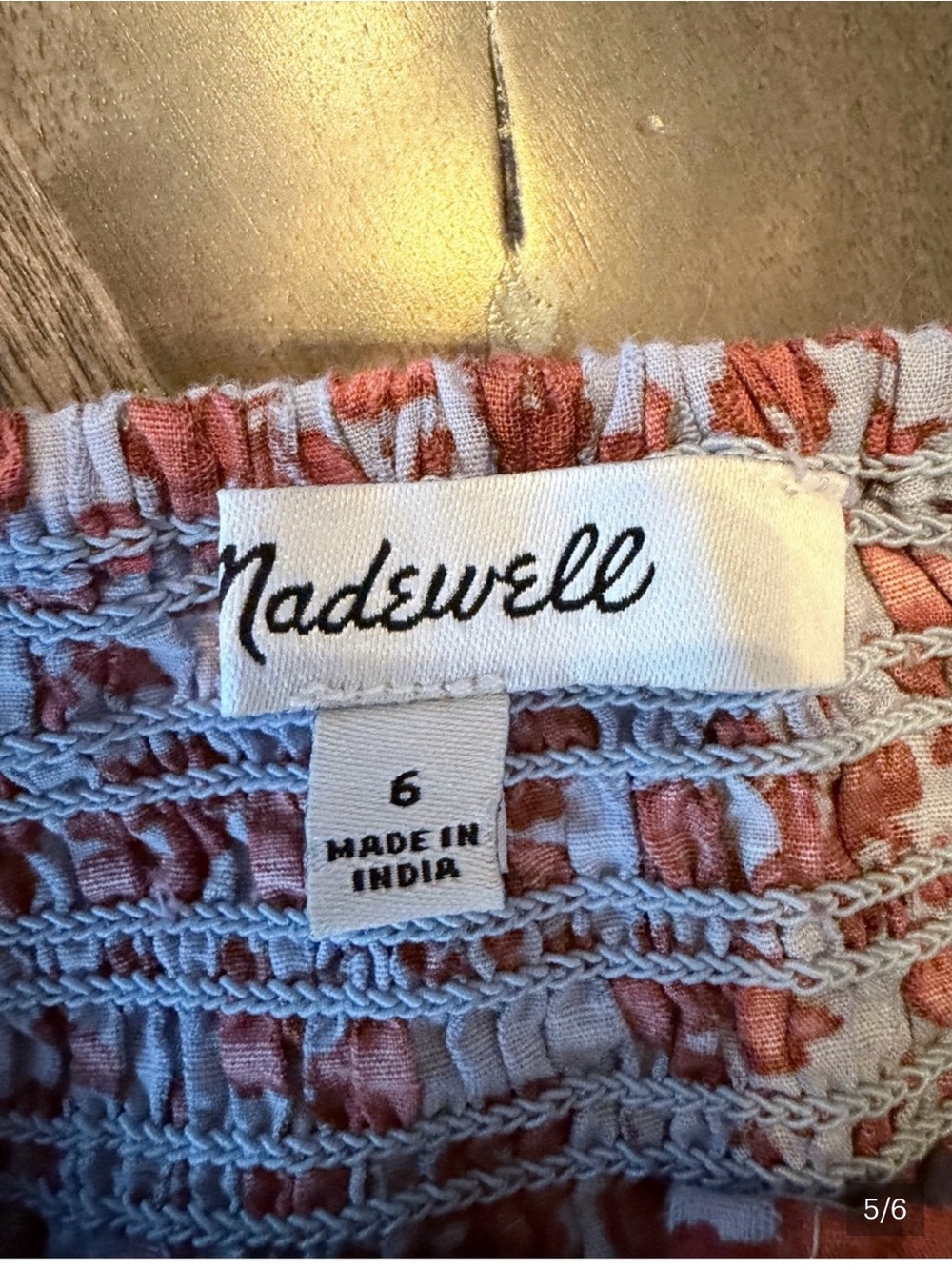 Madewell Rust Floral Square-Neck Puff Sleeve Blouse - Picture 5 of 6